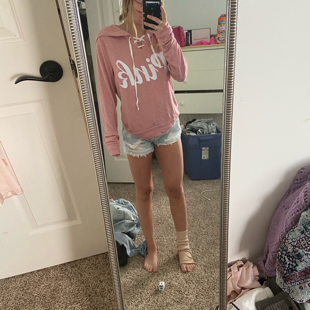 Pink laced up hoodie